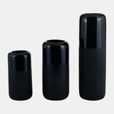 Cer, 18"h Grooved Vase, Navy Blue from Sagebrook Home - Luna Furniture