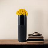 Cer, 18"h Grooved Vase, Navy Blue from Sagebrook Home - Luna Furniture