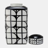 Cer, 18"h Square Jar W/ Lid, Black/white from Sagebrook Home - Luna Furniture