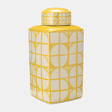 Cer, 18"h Square Jar W/ Lid, Yellow/cotton from Sagebrook Home - Luna Furniture