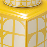 Cer, 18"h Square Jar W/ Lid, Yellow/cotton from Sagebrook Home - Luna Furniture