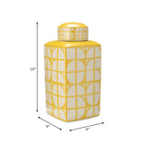 Cer, 18"h Square Jar W/ Lid, Yellow/cotton from Sagebrook Home - Luna Furniture