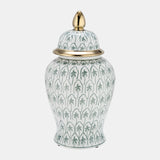 Cer, 18"h Temple Jar, Green/gold from Sagebrook Home - Luna Furniture