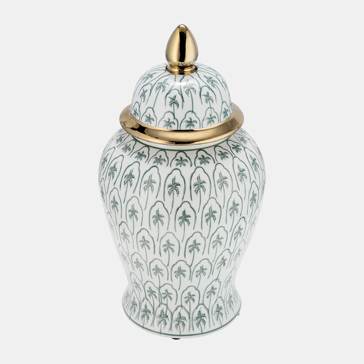 Cer, 18"h Temple Jar, Green/gold from Sagebrook Home - Luna Furniture