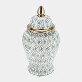 Cer, 18"h Temple Jar, Green/gold from Sagebrook Home - Luna Furniture