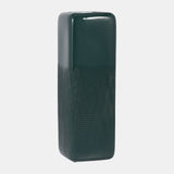 Cer, 18" Squared Grooved Vase, Forest Green from Sagebrook Home - Luna Furniture