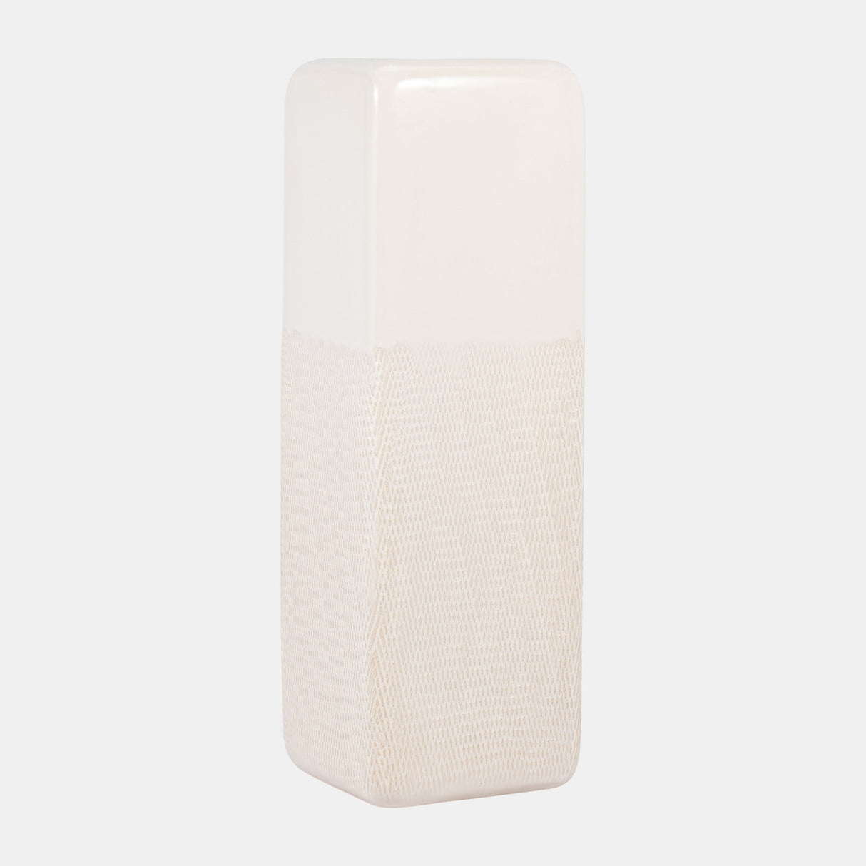 Cer, 18" Squared Grooved Vase, Ivory from Sagebrook Home - Luna Furniture