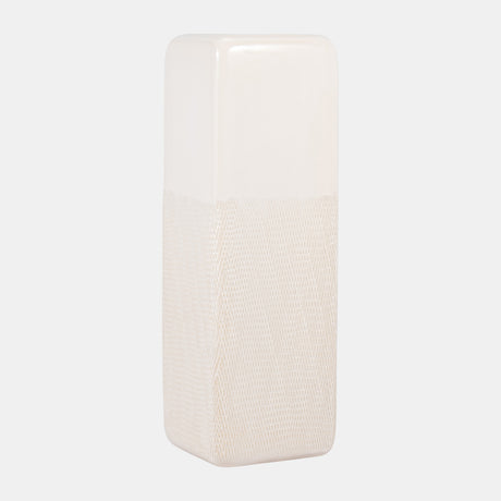 Cer, 18" Squared Grooved Vase, Ivory from Sagebrook Home - Luna Furniture