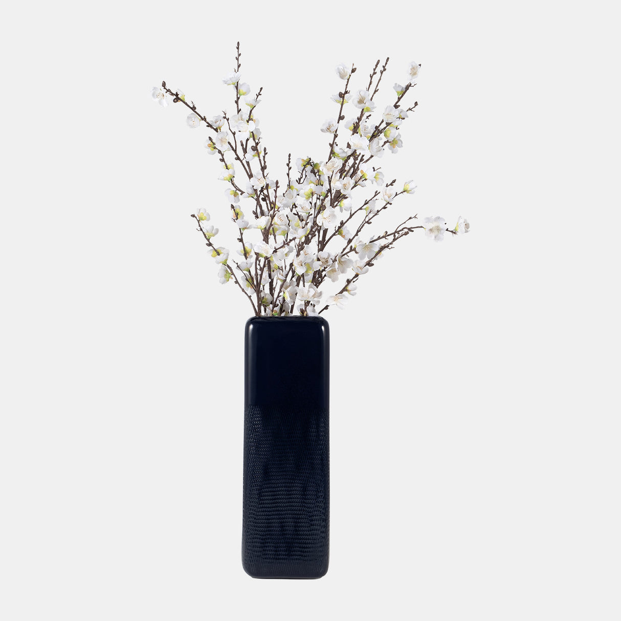 Cer, 18" Squared Grooved Vase, Navy Blue from Sagebrook Home - Luna Furniture