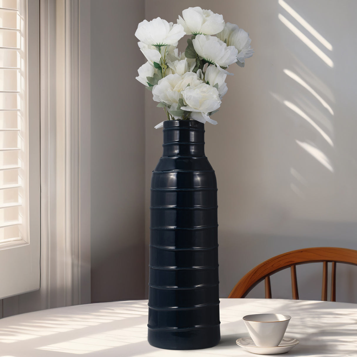 Cer, 20"h Tribal Vase, Navy Blue from Sagebrook Home - Luna Furniture