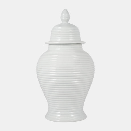 Cer, 24" Ribbed Temple Jar, White from Sagebrook Home - Luna Furniture