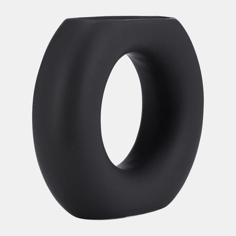 Cer, 5" Donut Vase, Black from Sagebrook Home - Luna Furniture