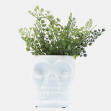 Cer, 5" Skull Vase, White from Sagebrook Home - Luna Furniture