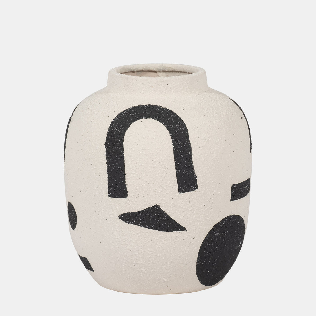 Cer, 6" Funky Bulbous Vase, Ivory/black from Sagebrook Home - Luna Furniture