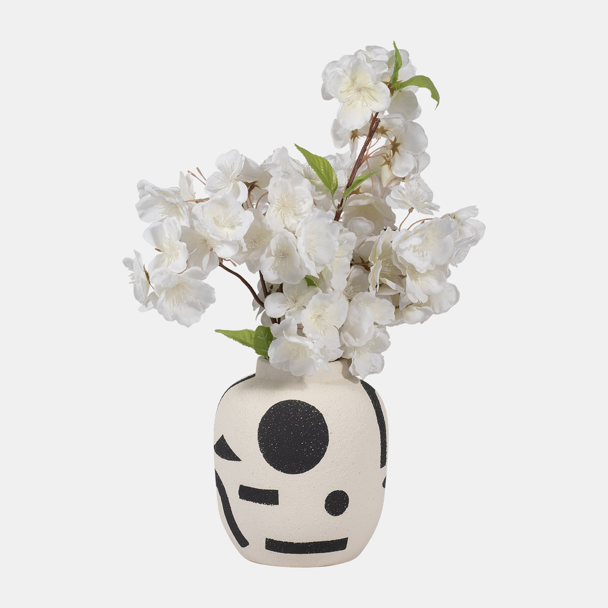 Cer, 6" Funky Bulbous Vase, Ivory/black from Sagebrook Home - Luna Furniture