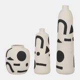 Cer, 6" Funky Bulbous Vase, Ivory/black from Sagebrook Home - Luna Furniture