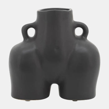 Cer, 6" Half Body Vase, Black from Sagebrook Home - Luna Furniture