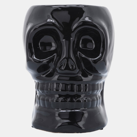 Cer, 6" Skull Vase, Black from Sagebrook Home - Luna Furniture