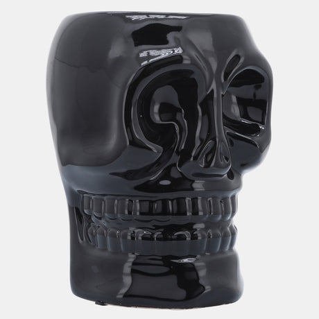 Cer, 6" Skull Vase, Black from Sagebrook Home - Luna Furniture