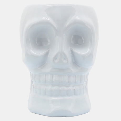 Cer, 6" Skull Vase, White from Sagebrook Home - Luna Furniture