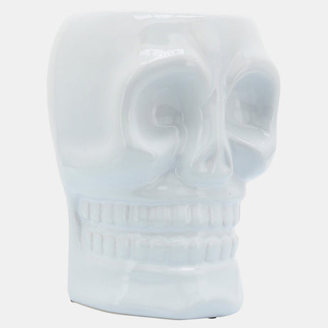 Cer, 6" Skull Vase, White from Sagebrook Home - Luna Furniture