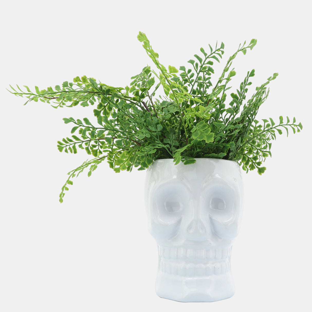 Cer, 6" Skull Vase, White from Sagebrook Home - Luna Furniture