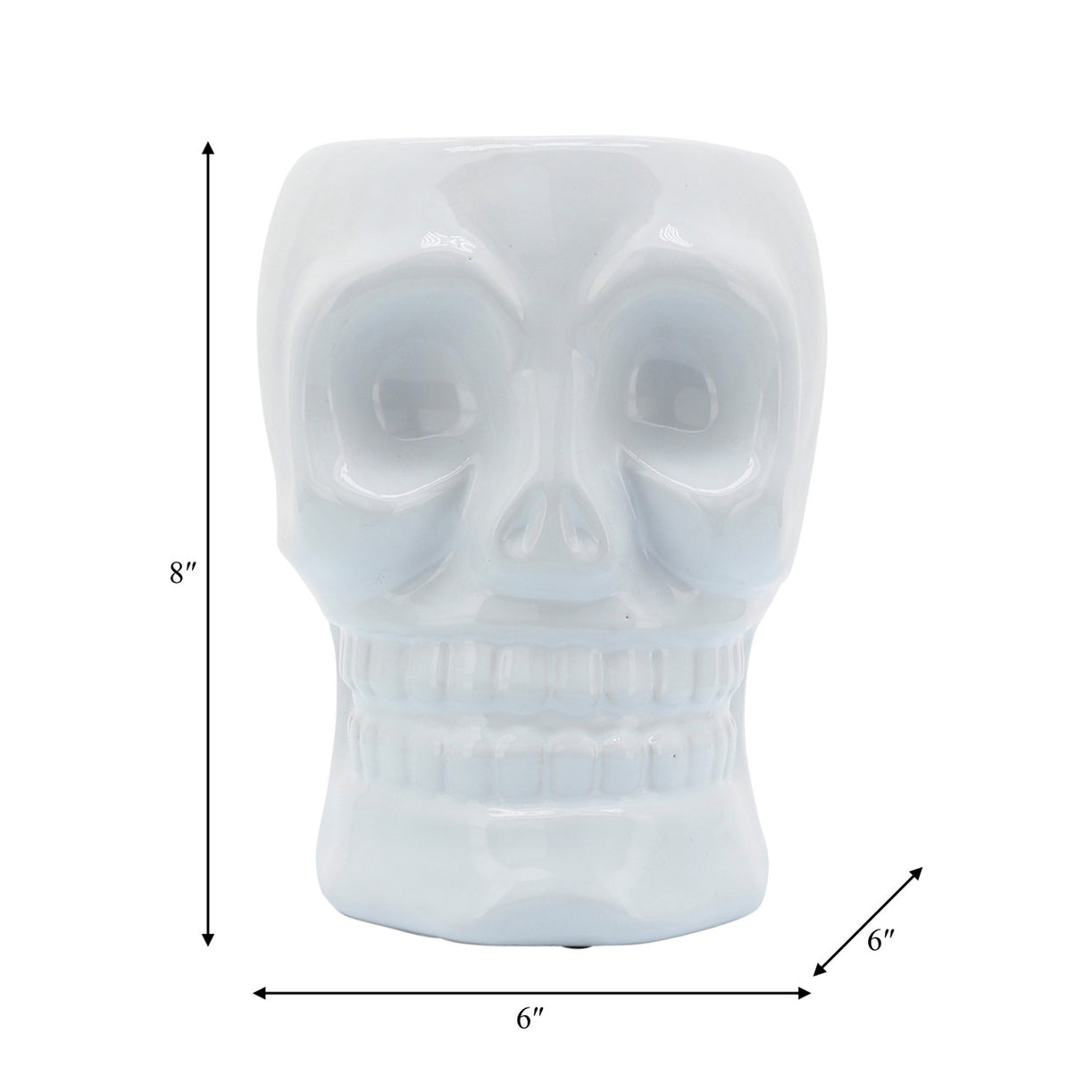 Cer, 6" Skull Vase, White from Sagebrook Home - Luna Furniture