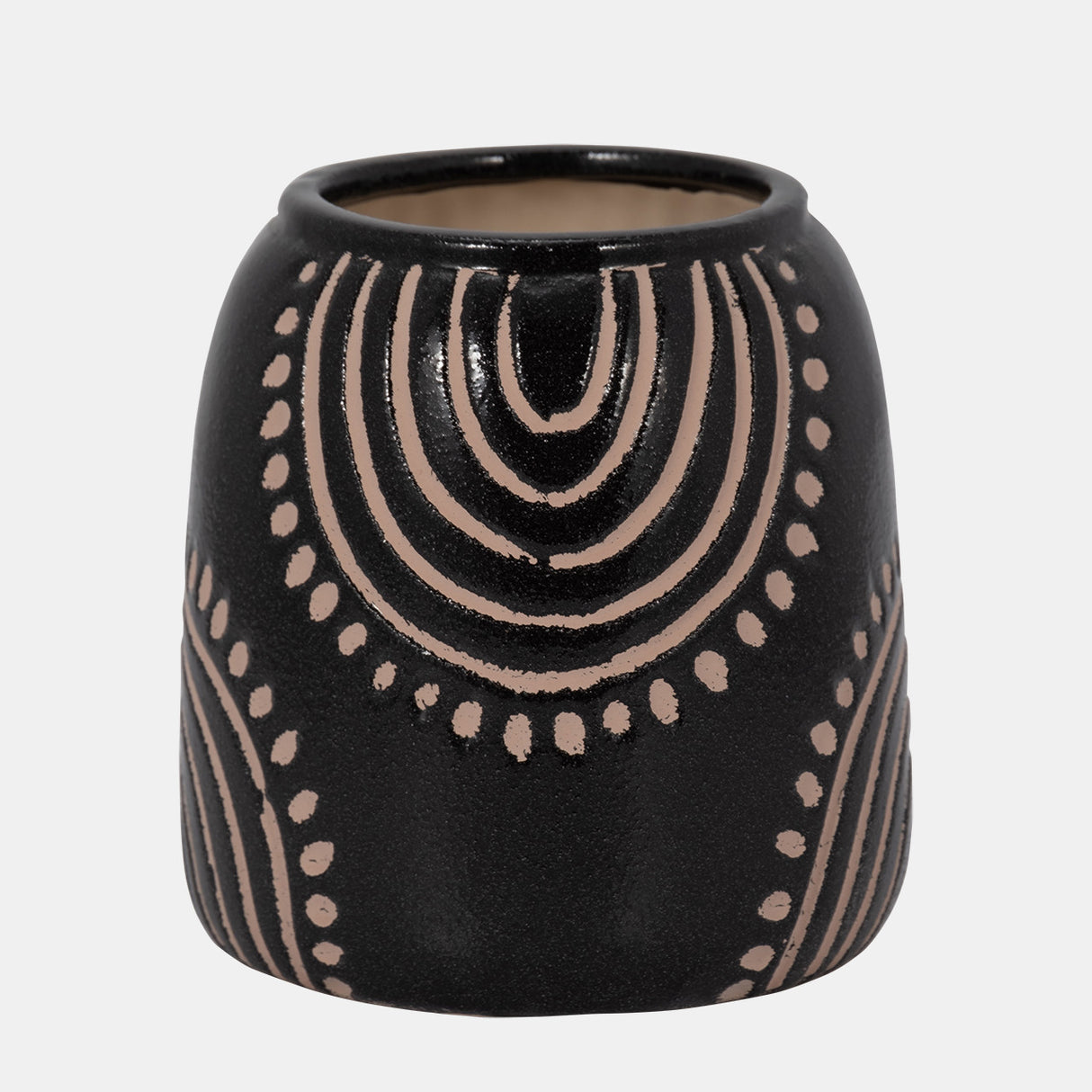 Cer, 6" Tribal Arch Vase, Black/tan from Sagebrook Home - Luna Furniture