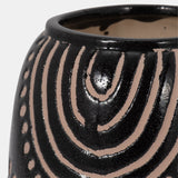 Cer, 6" Tribal Arch Vase, Black/tan from Sagebrook Home - Luna Furniture