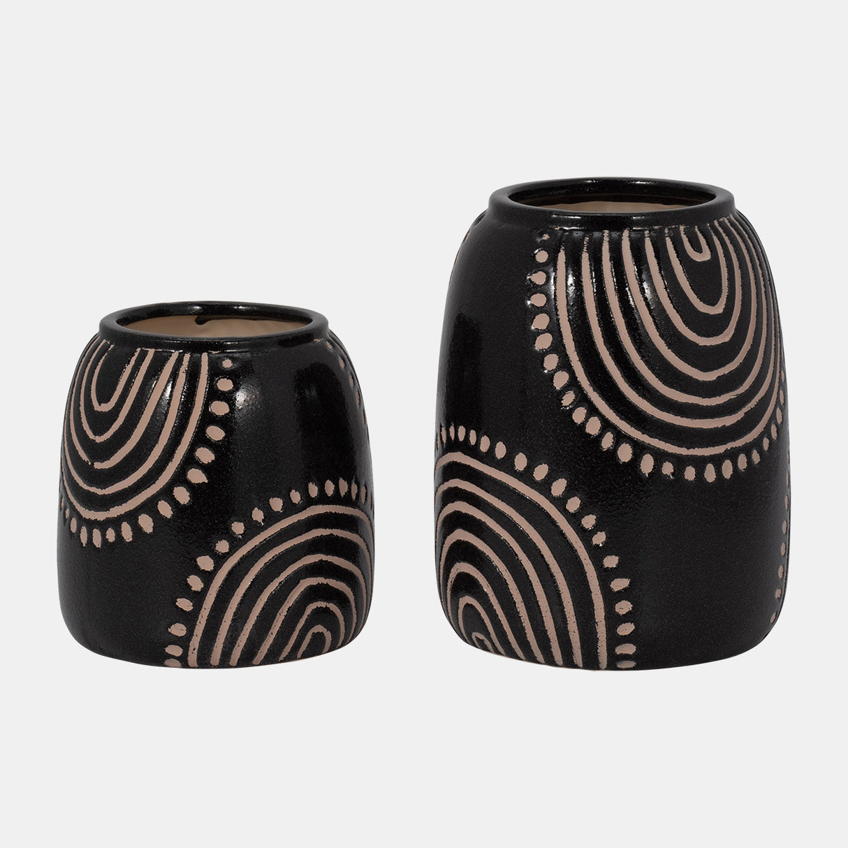 Cer, 6" Tribal Arch Vase, Black/tan from Sagebrook Home - Luna Furniture