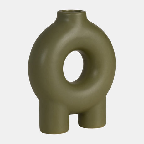 Cer,7",donut Footed Vase,olive from Sagebrook Home - Luna Furniture