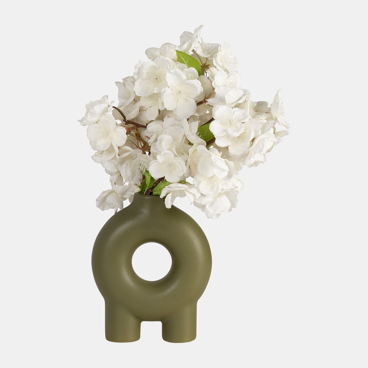 Cer,7",donut Footed Vase,olive from Sagebrook Home - Luna Furniture