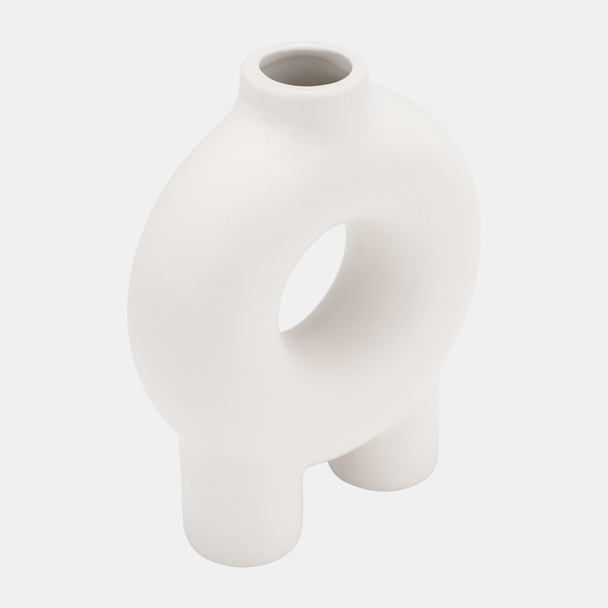 Cer,7",donut Footed Vase,white from Sagebrook Home - Luna Furniture