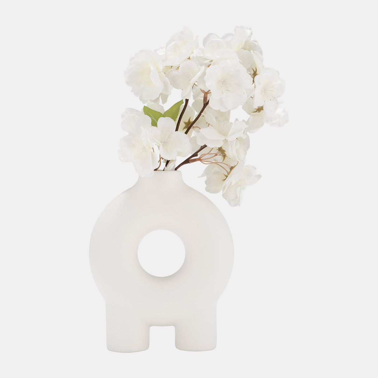 Cer,7",donut Footed Vase,white from Sagebrook Home - Luna Furniture