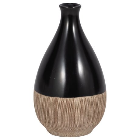 Cer, 7"h 2-tone Teardrop Vase, Creme/blk from Sagebrook Home - Luna Furniture