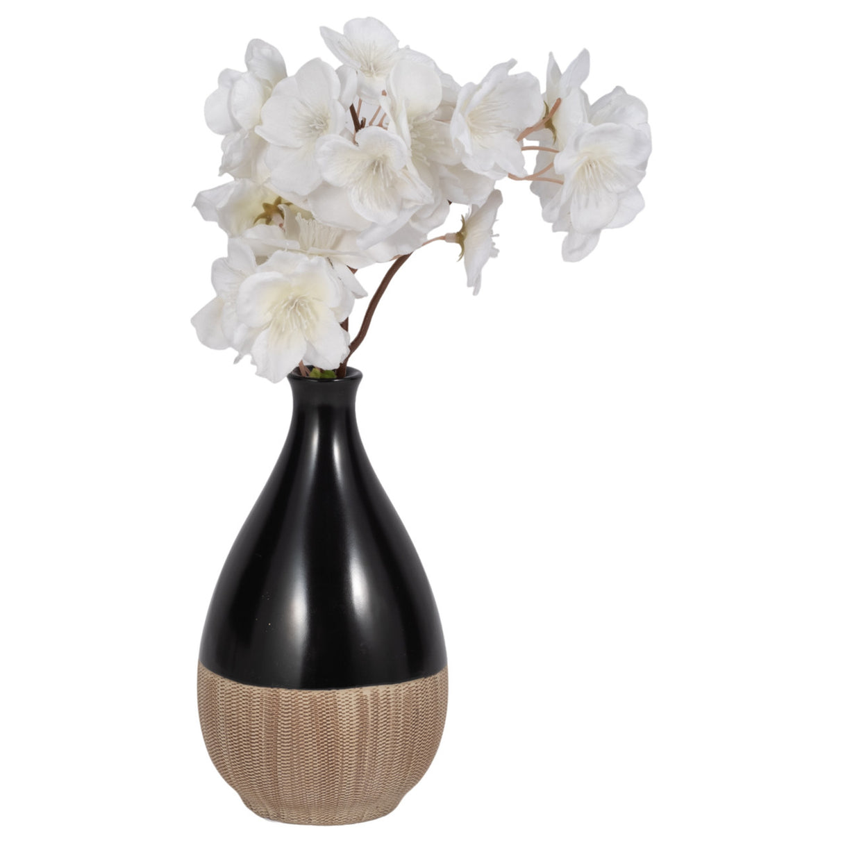 Cer, 7"h 2-tone Teardrop Vase, Creme/blk from Sagebrook Home - Luna Furniture