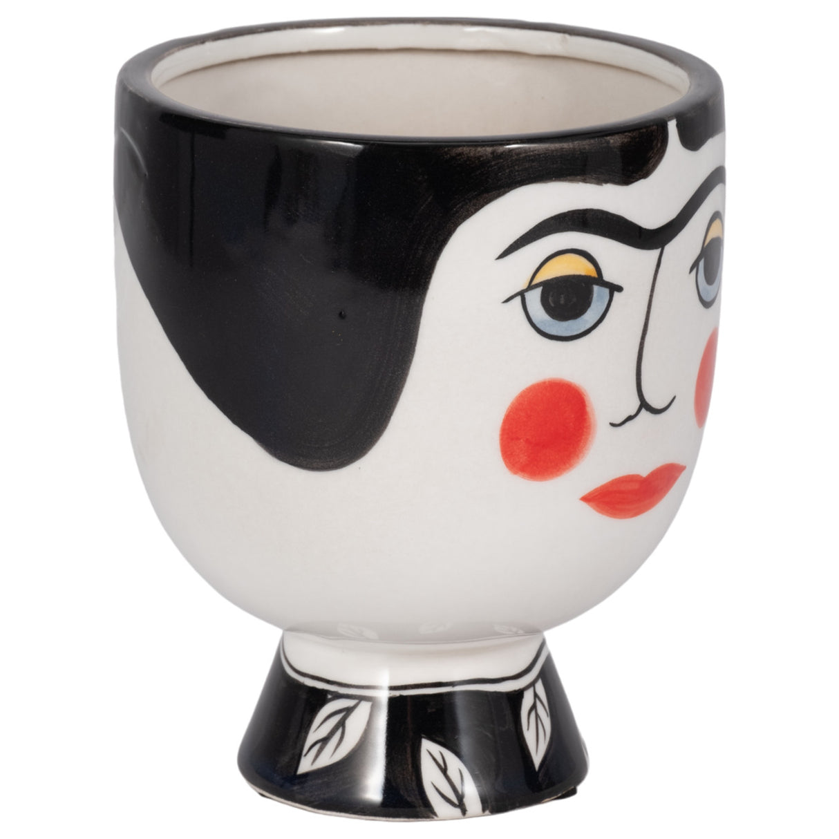 Cer, 7"h Frida Face Flower Vase, Blk/wht from Sagebrook Home - Luna Furniture