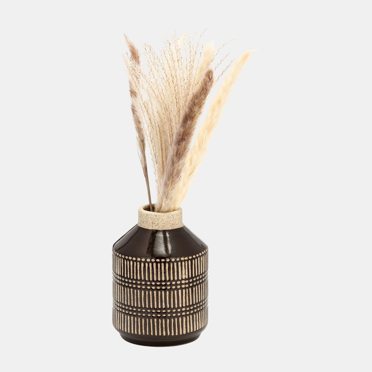 Cer, 7"h Lines Vase, Java from Sagebrook Home - Luna Furniture