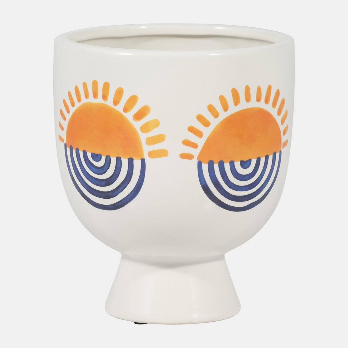 Cer, 7"h Sunrise Eyes Flower Vase, Wht/orange/blue from Sagebrook Home - Luna Furniture