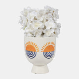 Cer, 7"h Sunrise Eyes Flower Vase, Wht/orange/blue from Sagebrook Home - Luna Furniture