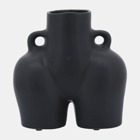 Cer, 7" Half Body Vase, Black from Sagebrook Home - Luna Furniture