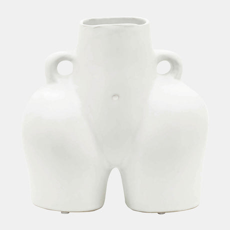 Cer, 7" Half Body Vase, White from Sagebrook Home - Luna Furniture