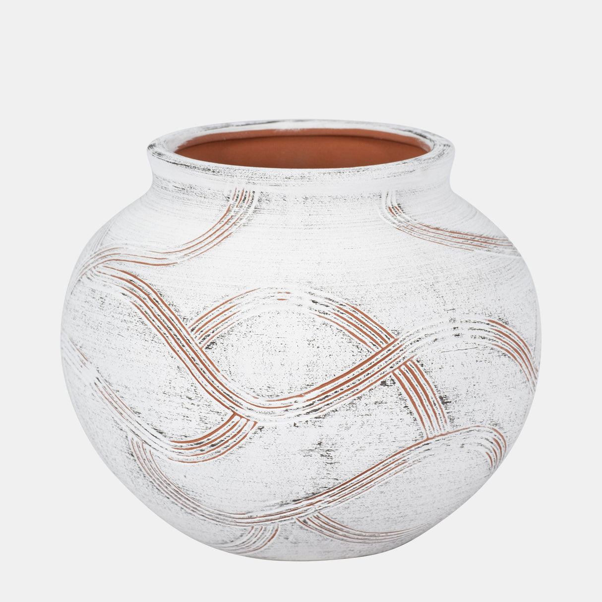 Cer, 7" Round Global Vase, White from Sagebrook Home - Luna Furniture