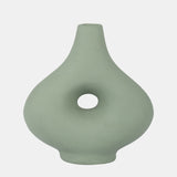 Cer, 7" Short Open Cut-out Nomad Vase, Dark Sage from Sagebrook Home - Luna Furniture