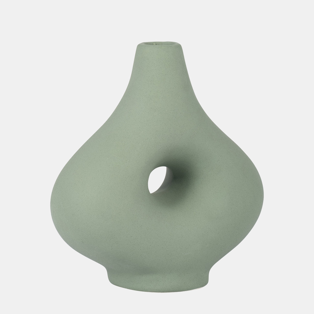 Cer, 7" Short Open Cut-out Nomad Vase, Dark Sage from Sagebrook Home - Luna Furniture