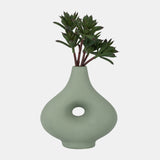 Cer, 7" Short Open Cut-out Nomad Vase, Dark Sage from Sagebrook Home - Luna Furniture