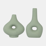 Cer, 7" Short Open Cut-out Nomad Vase, Dark Sage from Sagebrook Home - Luna Furniture