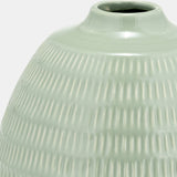 Cer,7",stripe Oval Vase,dark Sage from Sagebrook Home - Luna Furniture