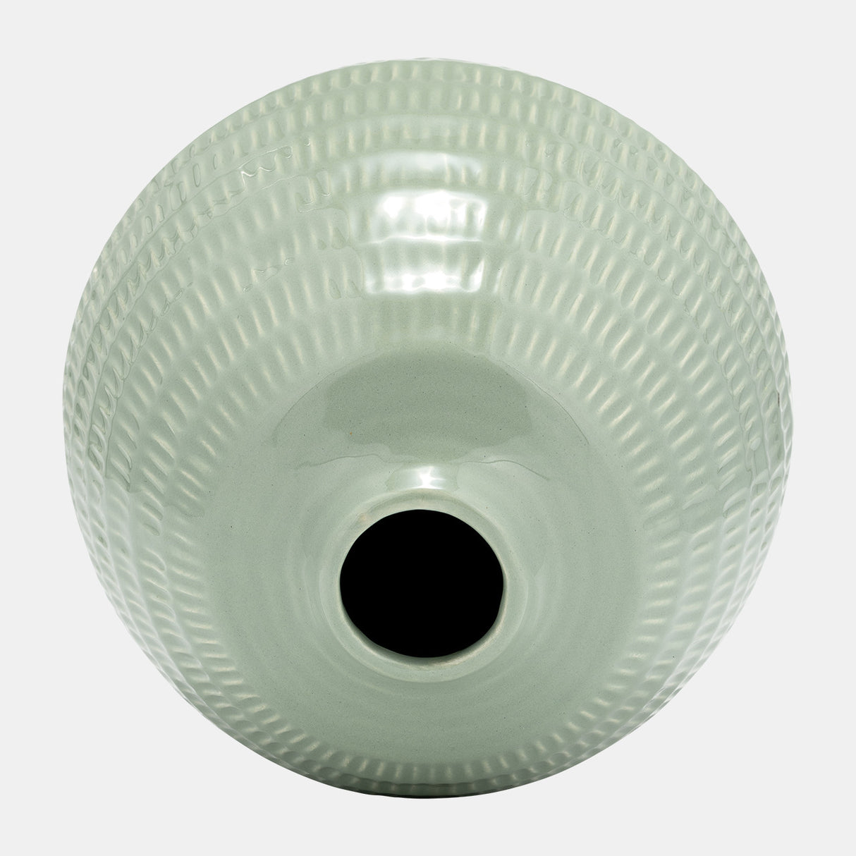 Cer,7",stripe Oval Vase,dark Sage from Sagebrook Home - Luna Furniture