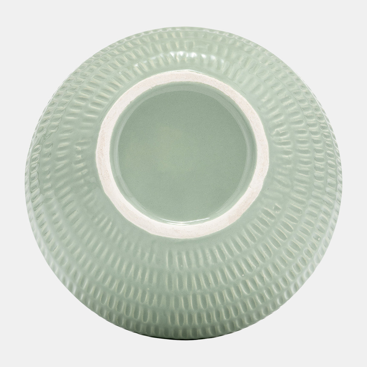 Cer,7",stripe Oval Vase,dark Sage from Sagebrook Home - Luna Furniture